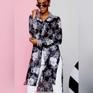 Simon Chang Pop Sheer Dress Shirt Medium NWT